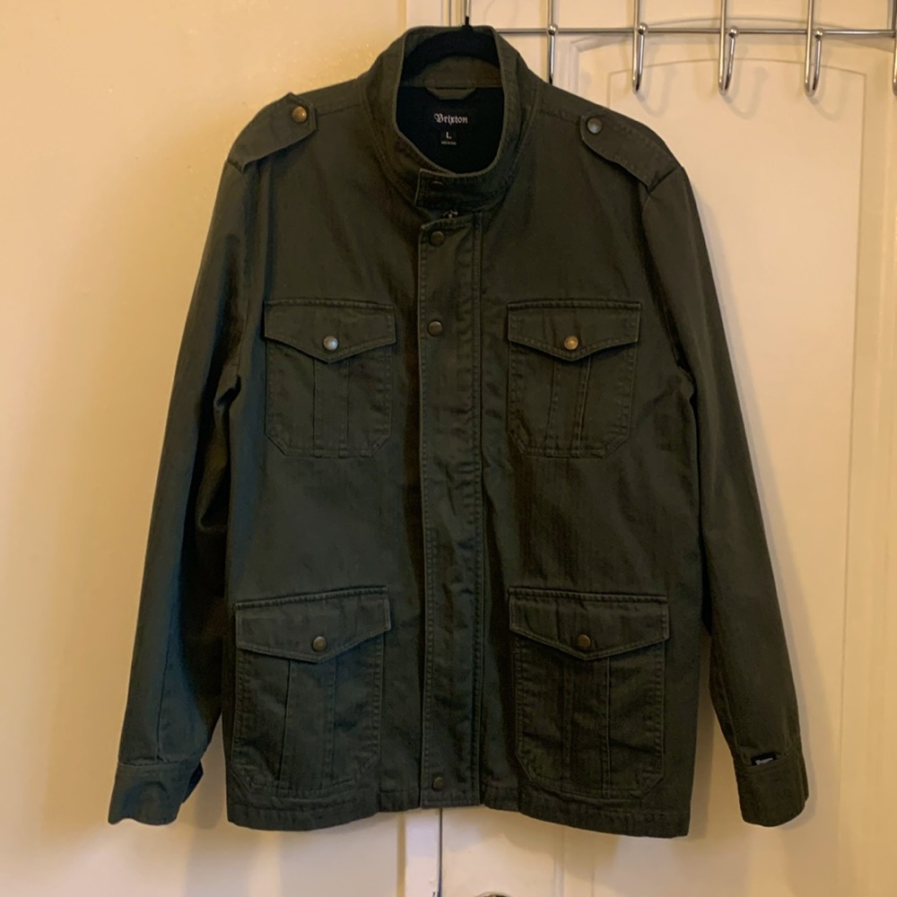Brixton Men’s Military Green  Multi Pocket Cafe Racer Jacket SZ L Coat NWOT